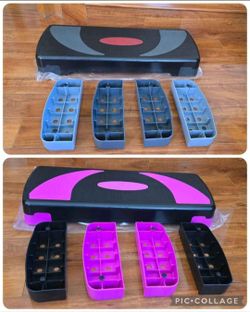 31" Adjustable Height Aerobic Stepper with Risers, Workout Exercise Step Platform Trainer