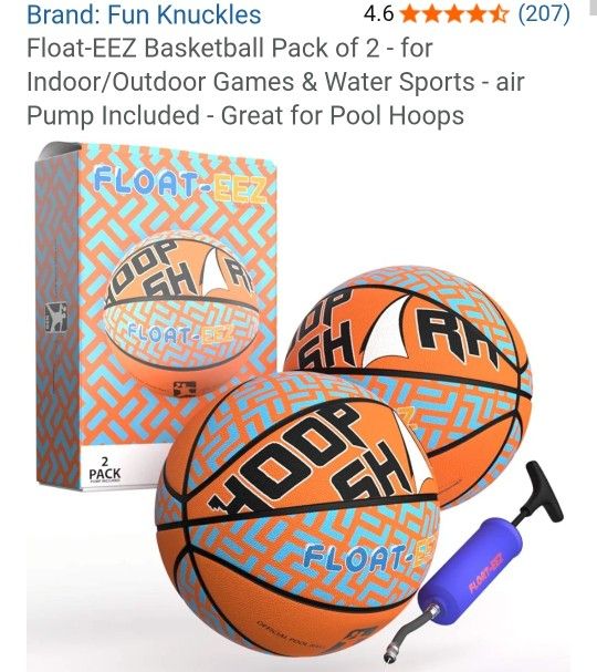 NEW Float-Eez 2 Pack Basketball Set With Pump And Needle 