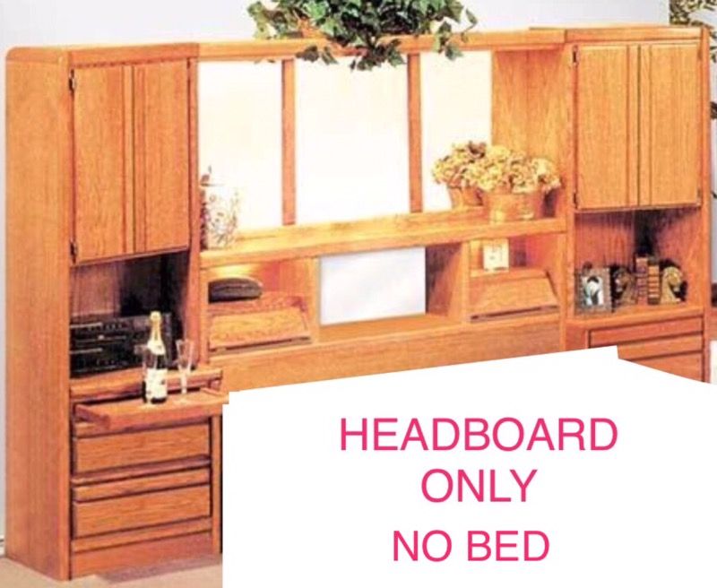 Solid wood maple KING size wall unit headboard & storage