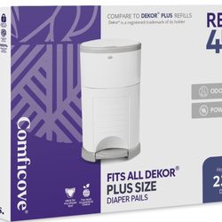 NEW - COMFICOVE Plus Diaper Pail Refills Compatible with DEKOR PLUS Diaper Pails | 4 Pack | Extra Thick Diaper Pail Refill Liners | Fresh Powder Scent
