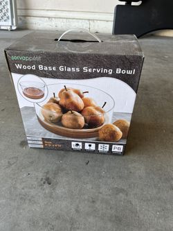 Servappetit wood base glass serving bowl