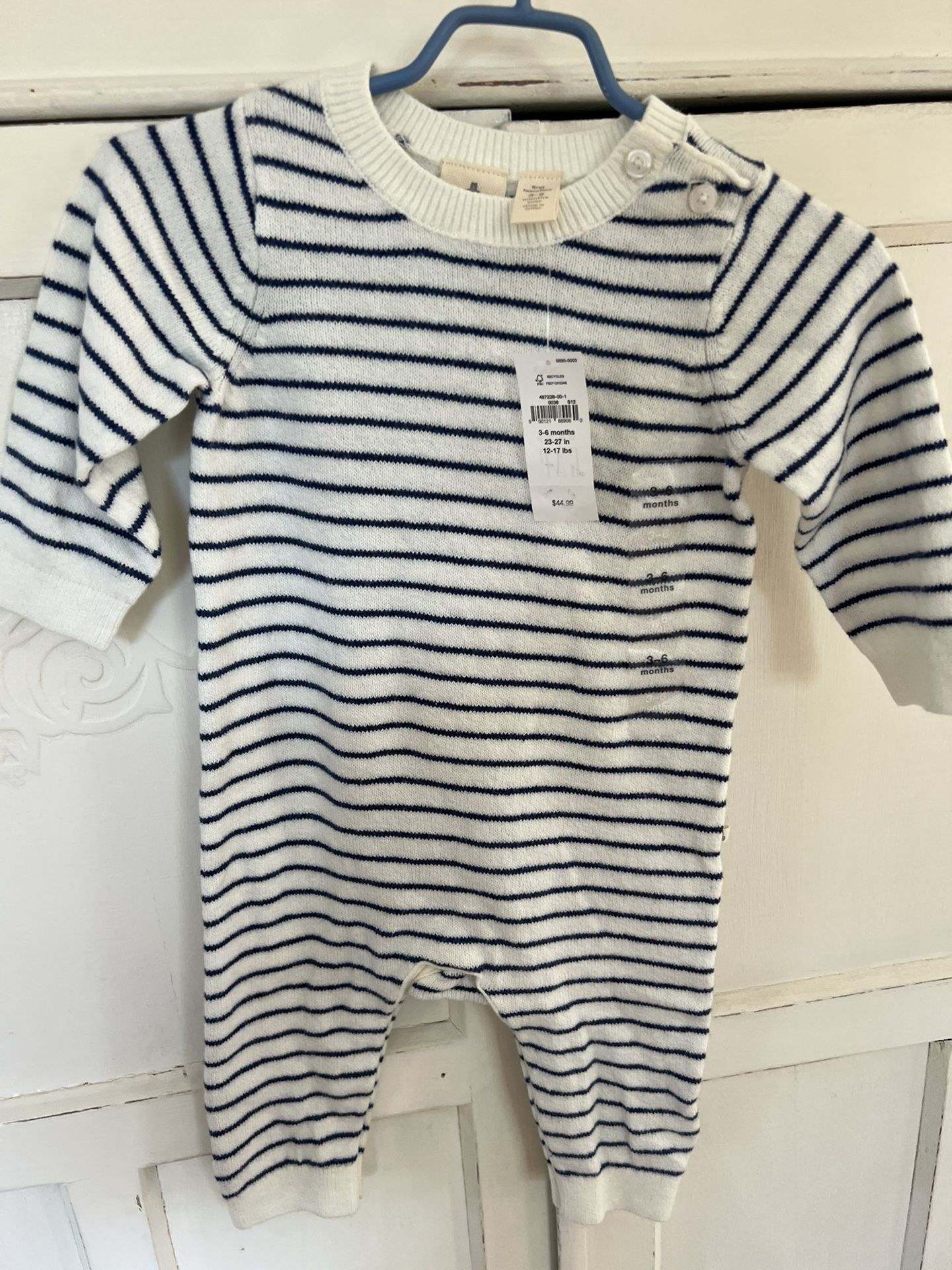 NWT Baby Gap Blue And White Sweater Roper Size 3-6 Months