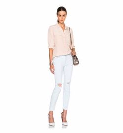 Current/ Elliott Light Wash Distressed Skinny Jeans
