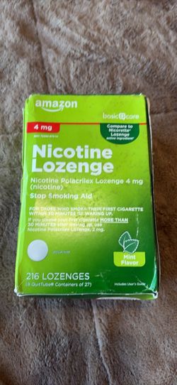 Amazon Basics Nicotine Polacrilex Lozenge, 4 mg (Nicotine), Mint Flavor, Stop Sm