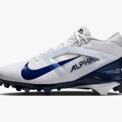 Men's Nike Alpha Menace 4 Pro White Blue Football Cleats Sz 10.5 🏈 