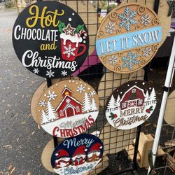 Christmas Door Signs 14 Inch  And Mantle Stand Signs 
