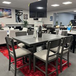 7PC Gray Counter Height Dining Table Set 