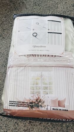 NEW White Blackout Curtains / Drapes – Includes Hanging Accessories 📍 Pickup near IKEA / S. Durango & 215, Las Vegas Brand new QJMYDECO wh