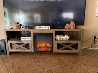 Farmhouse TV Stand with Electric Fireplace