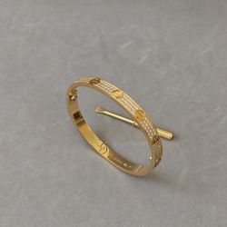 Love Bangle ZC Stainless Steel 18k Yellow Gold Plated Unisex No Tarnish 