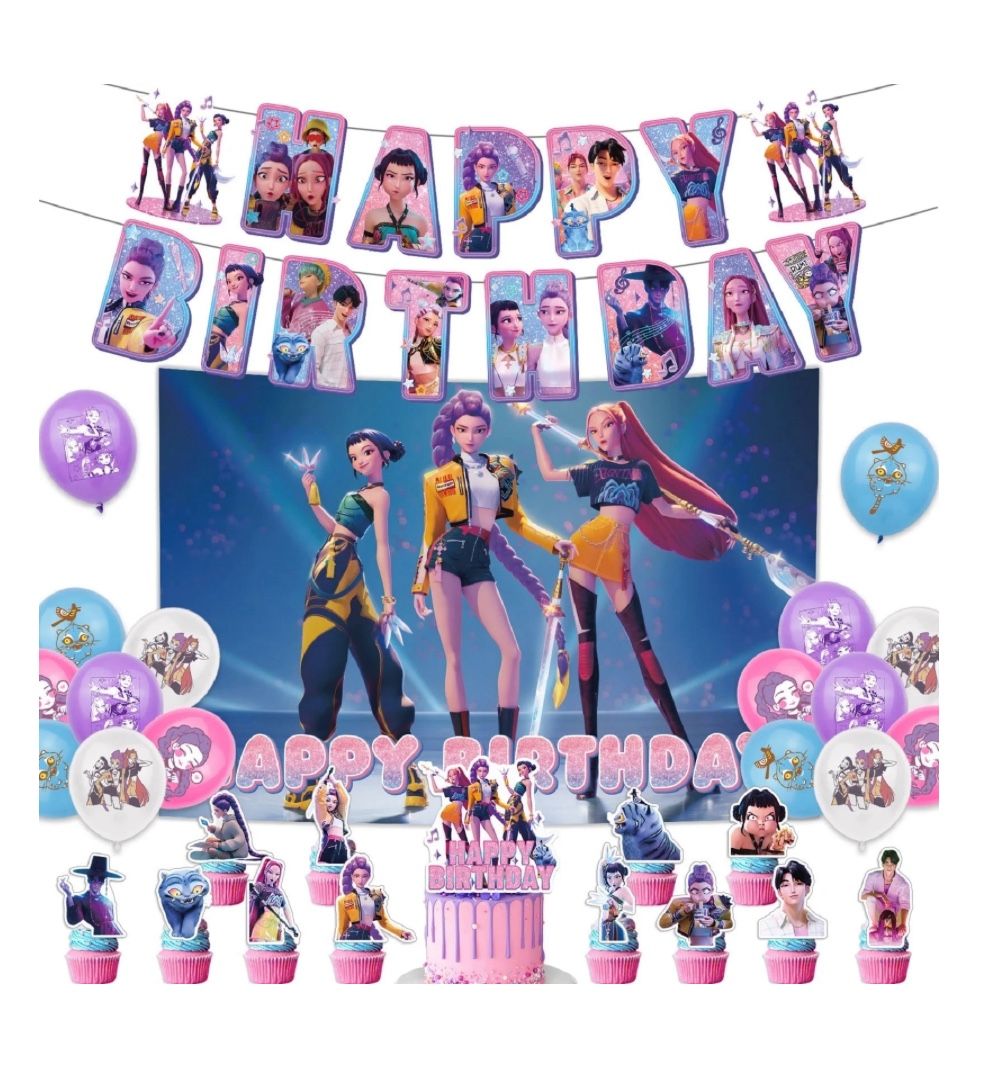 Kpop Demon Hunters Birthday Decorations - NEW