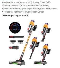 Cordless Vacuum Cleaner w/LED Display Portable 550w Rechargeable Battery Pet Hardwood Carpet