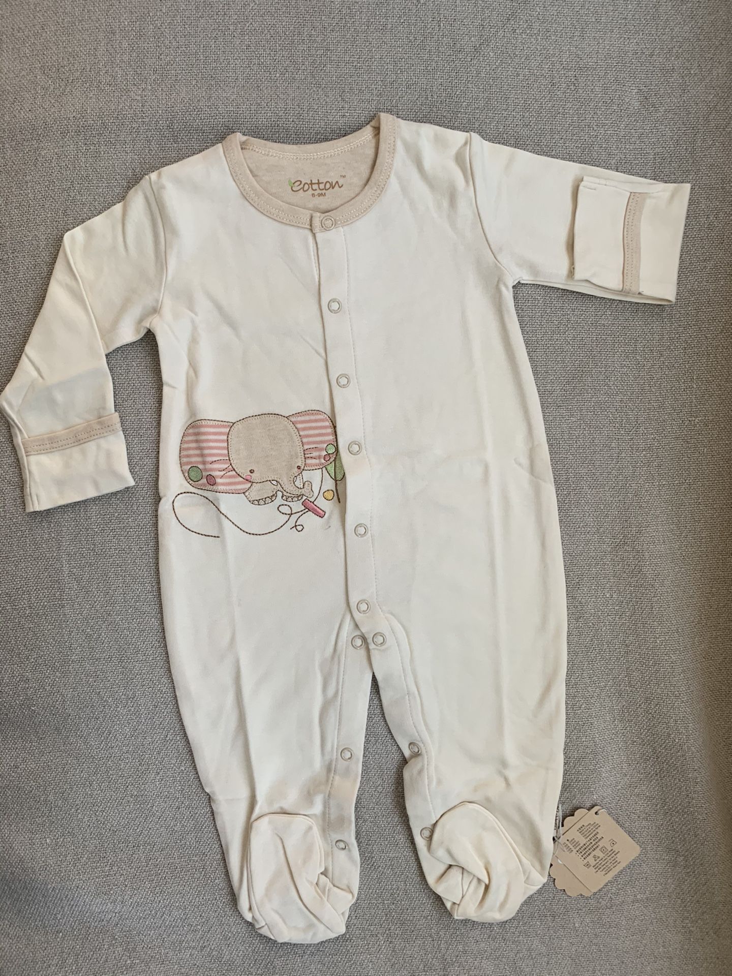 Eotton Certified Organic Cotton Beige Baby Romper