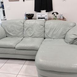Natuzzi Leather Chaise Sofa 