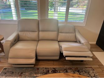 2025 Genuine Leather Power Reclining Sofa | USB Charging | Like New-purchased in 2025