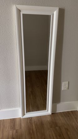 White frame mirror