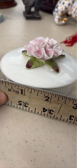 Porcelain Trinket Box with Floral Lid