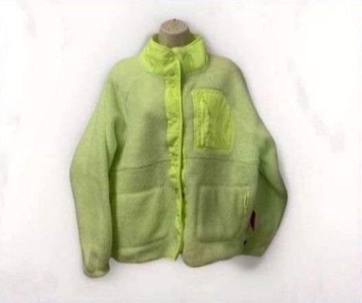 ✨New With Tags ✨ Women Large Sherpa Fleece Jacket Fluorescent Yellow Green Puma Snap Buttons