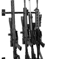 GOHIKING Metal Gun Rack Wall Mount Rifle Shotgun Hooks And Bow Mount Hangers With Soft Padding Heavy Duty Wall Gun Rack Display Stand 1Pack 6slot