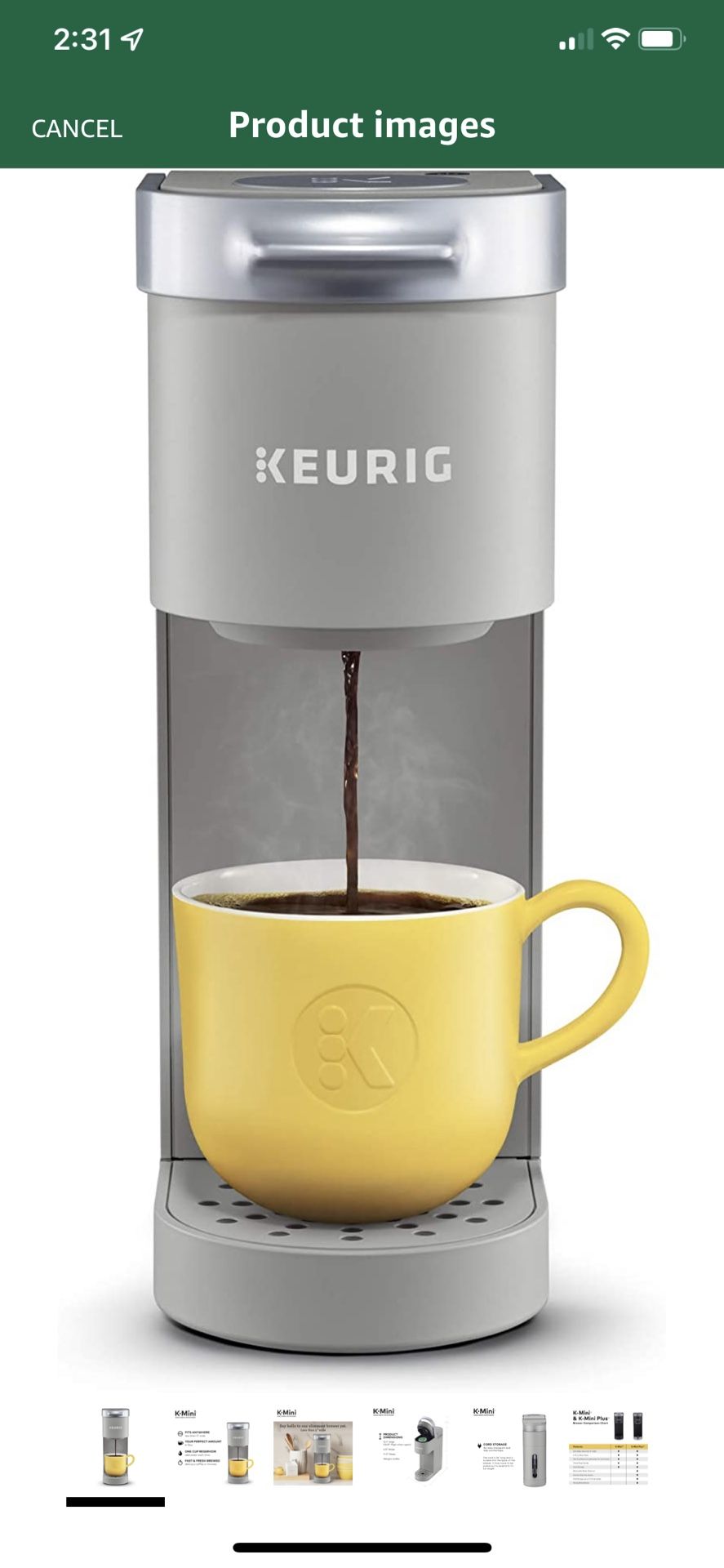 Keurig K-Mini Coffee Maker, K-cup Studio Grey