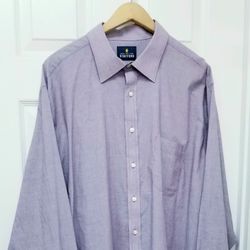 Mens Purple Pinstripe Button Down Sz 18