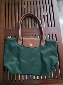 LONGCHAMP Women Le Pliage Tote Bag Handbag Rare Green Genuine #D1002