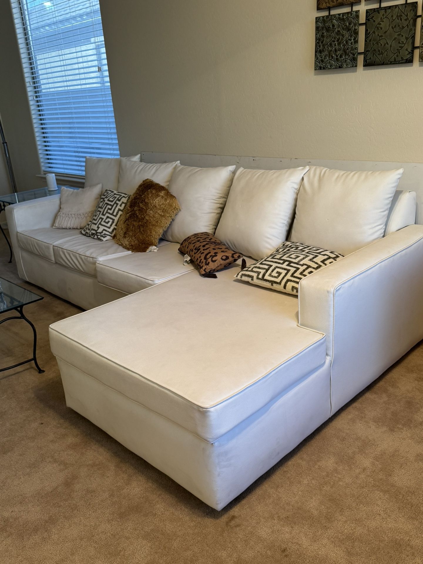 Sectional White Leather Sofa