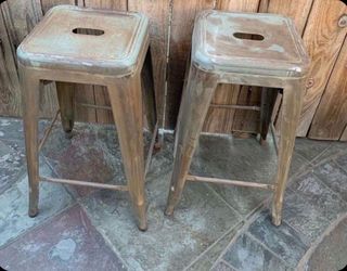 Beautiful  Vintage Set Two Metal  Stools.!!!