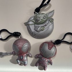 Disney 100 year marvel Spider-Man and yoda bag clips