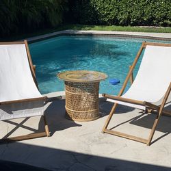 Get Ready for summer. 2 foldable chairs and a side table.
