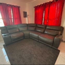 Brown Simili Leather Sectional Recliner