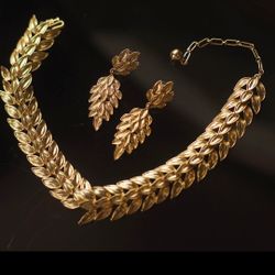 Copper With 18k Plated Gold Necklace And Earrings 