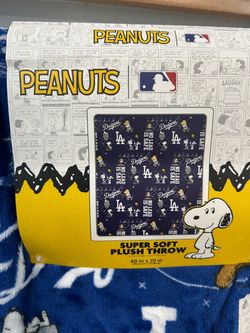 Snoopy Peanuts x MLB LA Dodgers Plush Throw Blanket