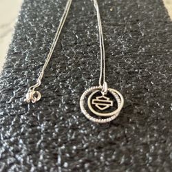 Sterling Silver Harley-Davidson Women's Double Link Circle Diamond Necklace