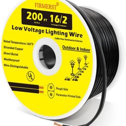 16/2 Low Voltage Landscape Wire Outdoor Lighting Cable 200 Feet