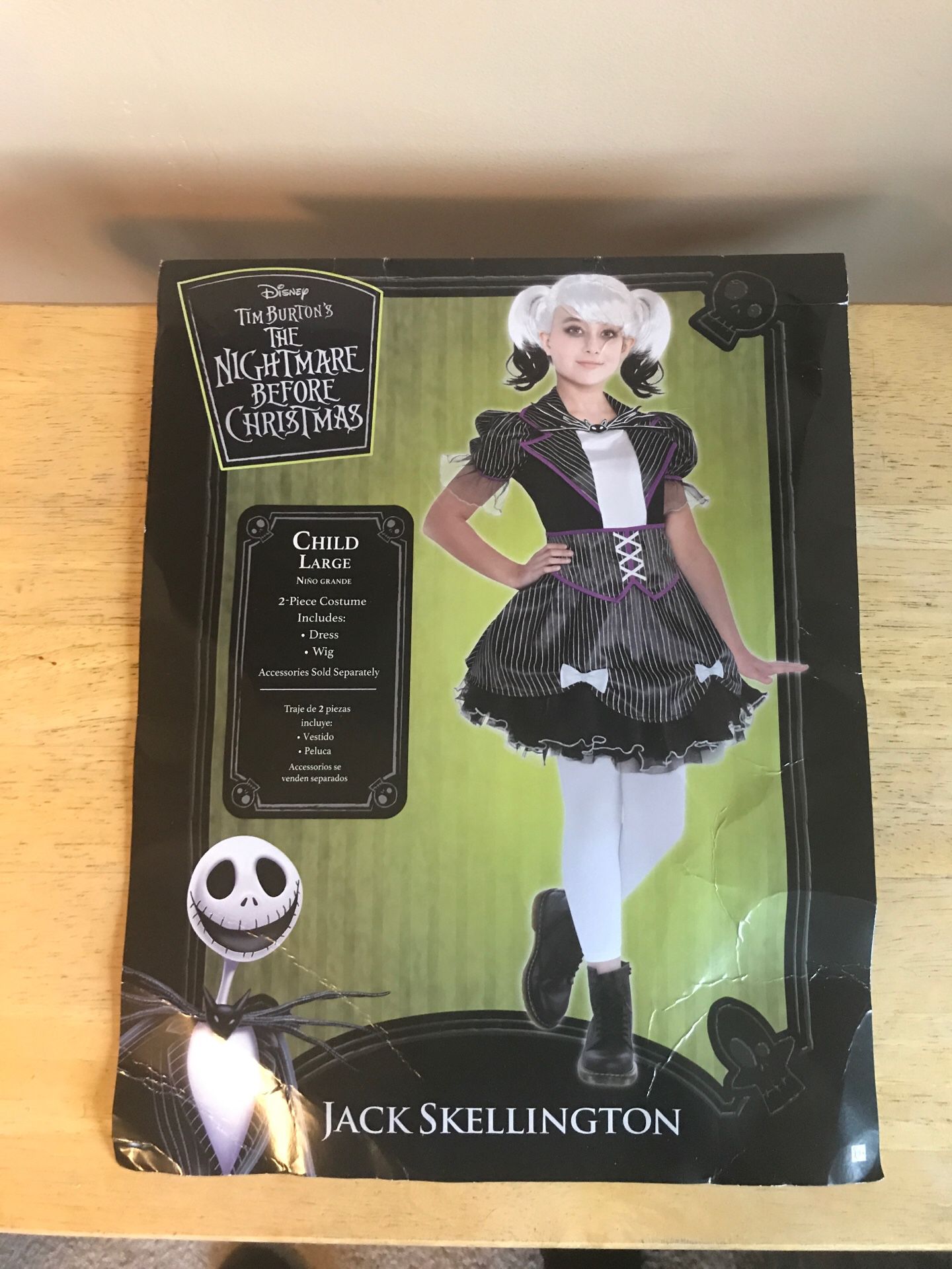 DISNEY THE NIGHTMARE BEFORE CHRISTMAS JACK SKELLINGTON COSTUME GREAT FOR BIRTHDAY OR DRESS UP KIDS SIZE LARGE
