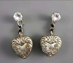 Sterling Silver Vintage Heart Earrings