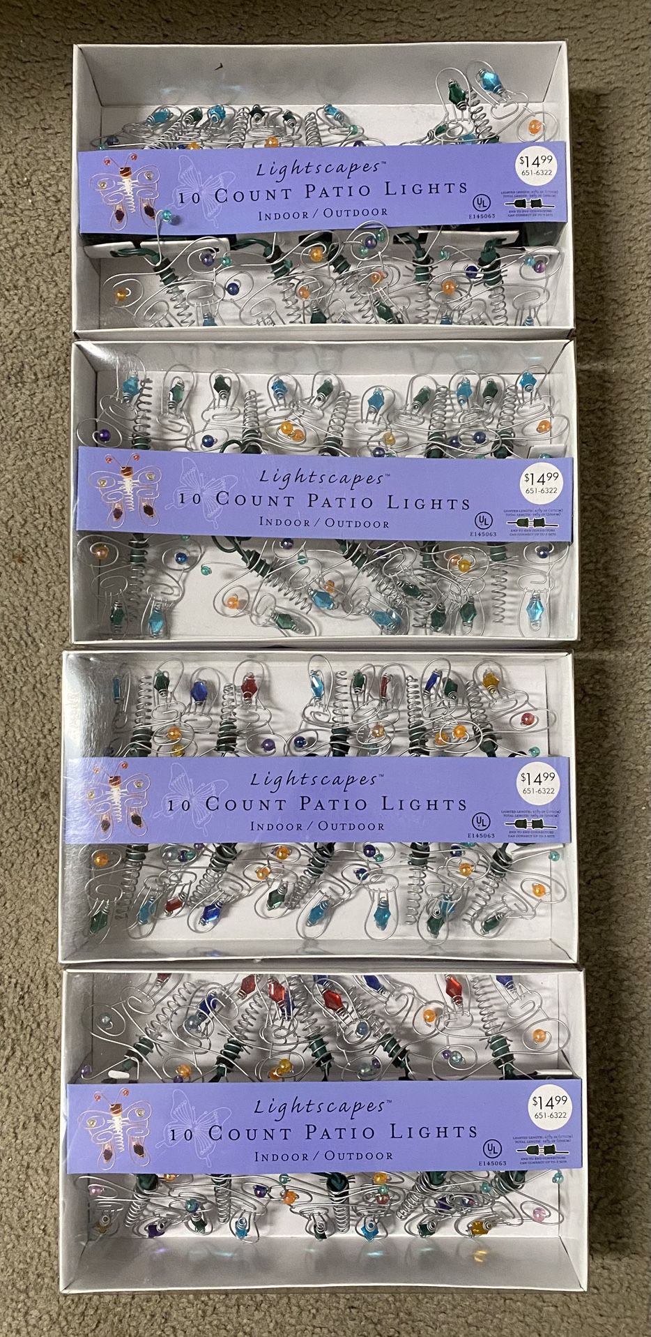 4 New Bxs Gem Jewel Butterfly String Lights Indoor Outdoor Patio Garden Decor