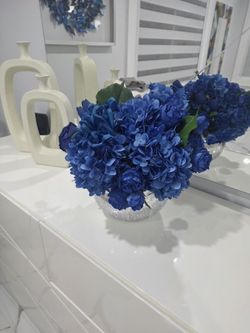 Luxury Artificial Blue Hydrangea & Rose Arrangement