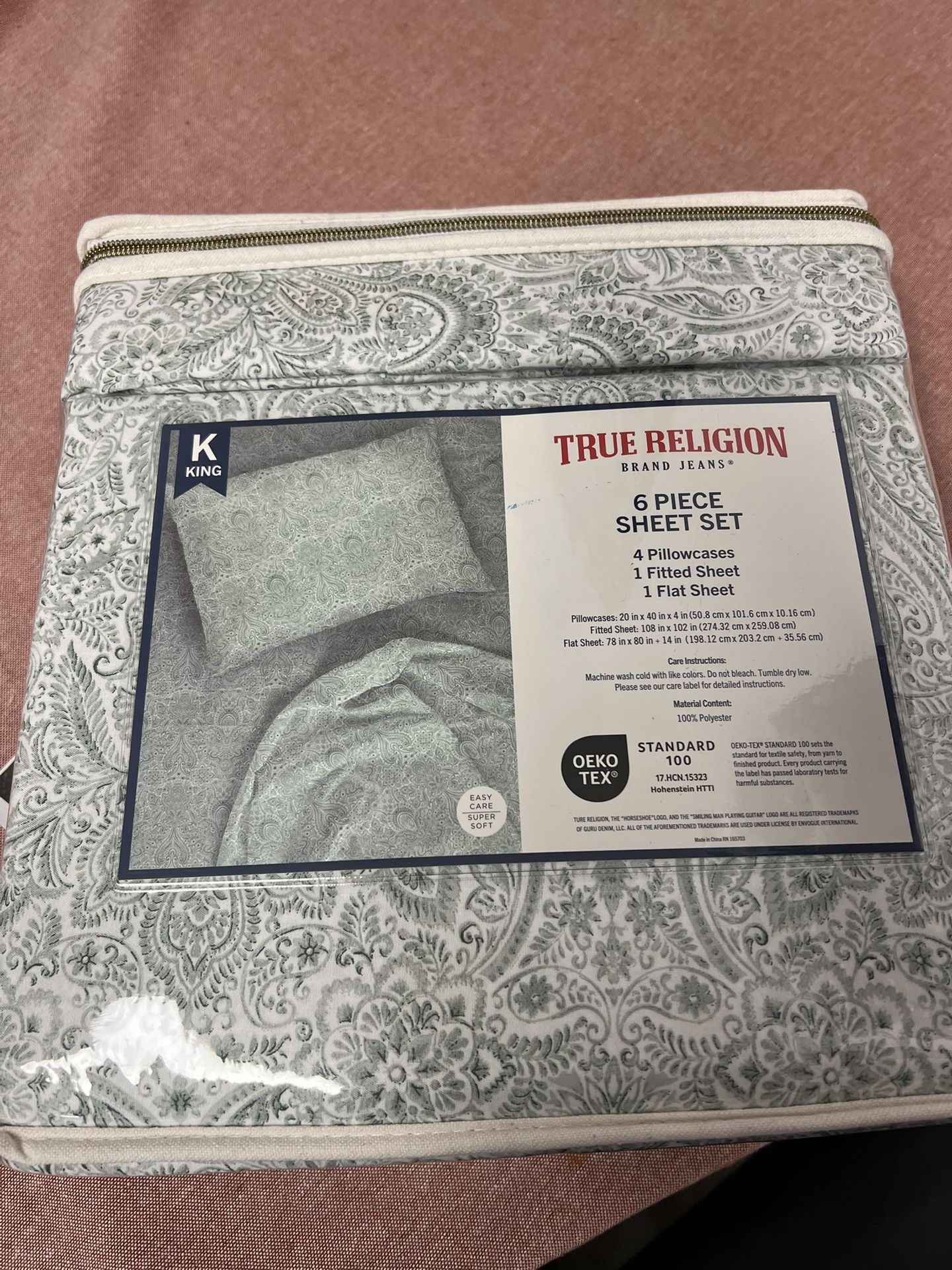 New True Religion KING Bed sheet Set
