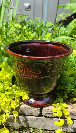 Nice Small Ceramic Red Urn Planter