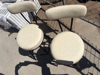 Set of 2 Cream Upholstered bar stools