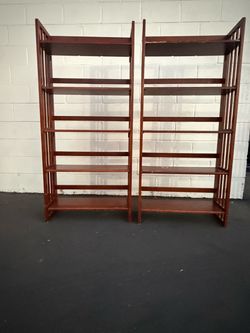 Pair of Solid Wood 5-Shelf Bookcase