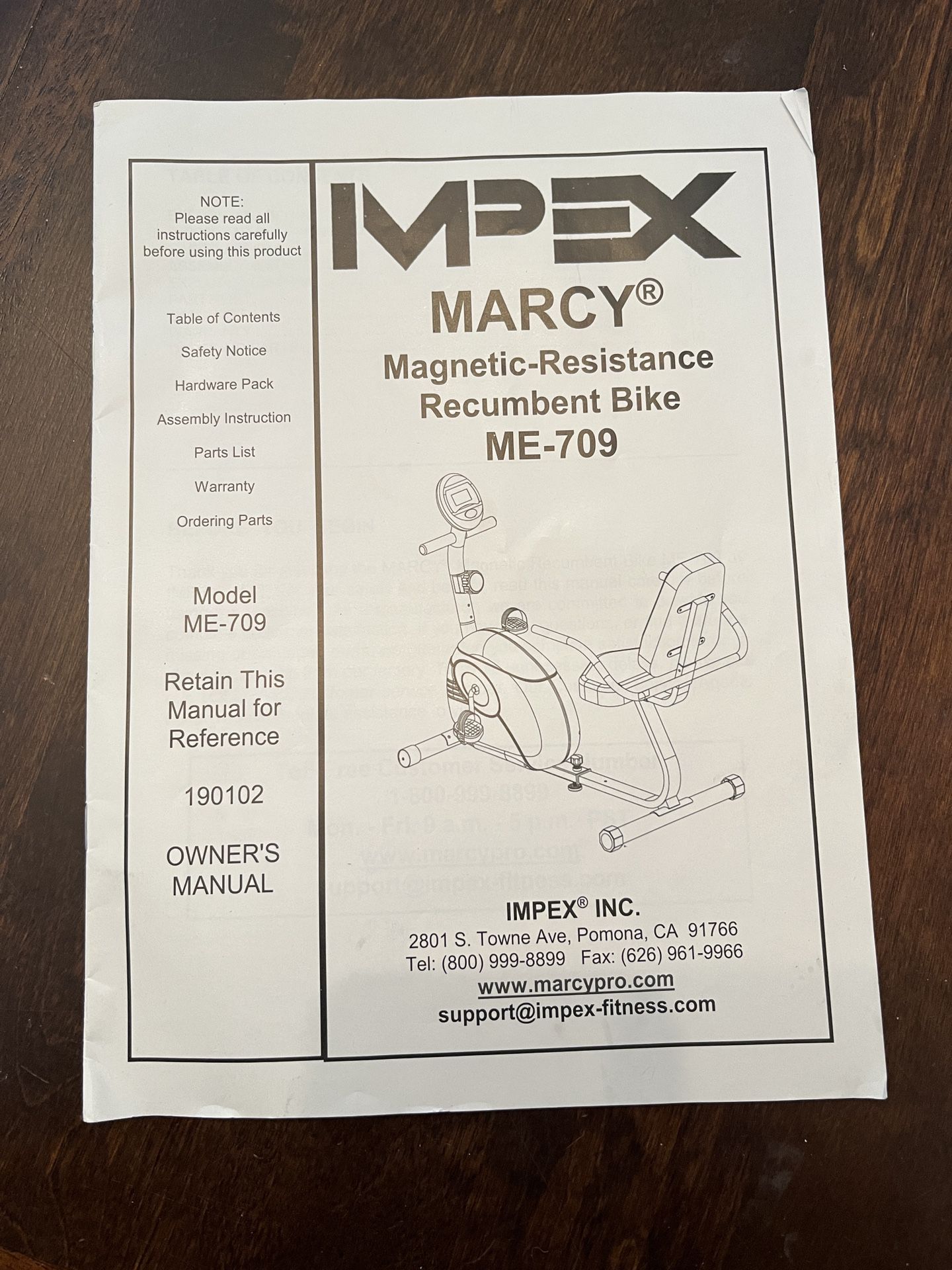 Impex Marcy Magnetic-Resistance Recumbent Bike
