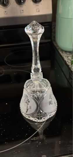 Crystal Glass Bell with Etched Floral Design