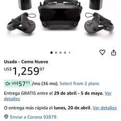 Valve Index VR Headset Black Built-In Audio USB DisplayPort w/ Controllers