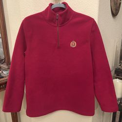 Vintage Ralph Lauren 1/4 Zipped Embroidered Fleece Pullover Sweater Size Large
