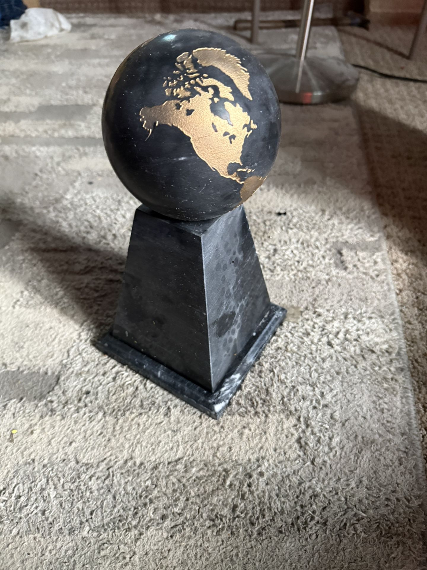 World Globe & Pedestal In Marble and Gold
