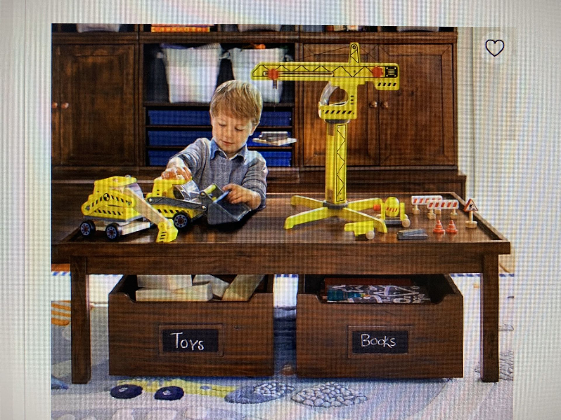 Toy wood storage kid play area table pottery barn