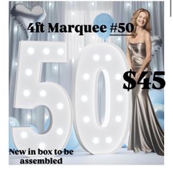 4FT Marquee Light Up Numbers, Marquee Numbers 4 Feet Tall with Cool White Light, Number 50 Light Up Number for Party 50th Birthday Anniversary Decorat